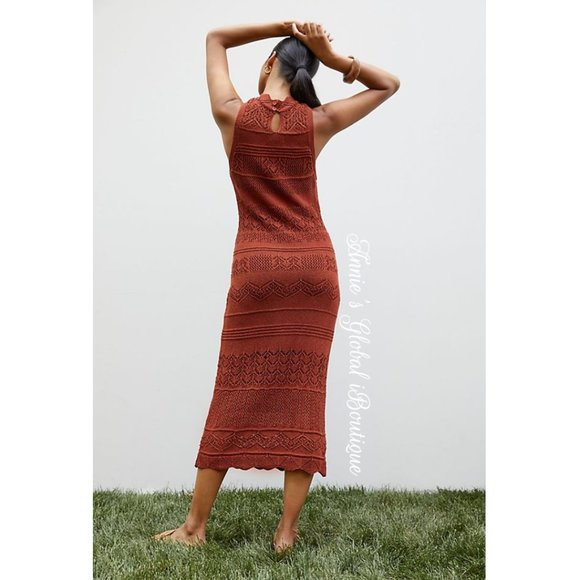 RARE NWT ANTHROPOLOGIE Crochet Midi Dress. Stretch. Size XL - Picture 5 of 16